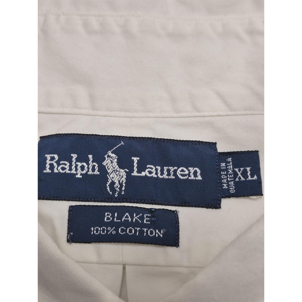 Ralph Lauren Shirt Mens XL White Solid Long Sleeve Button Down Blake Cotton - Picture 4 of 9